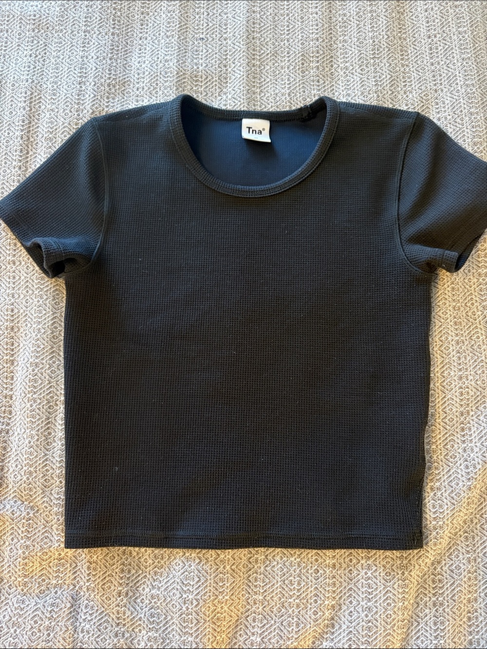 TNA Black Ribbed Short Sleeve Tee